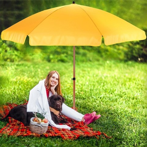 Ambiance Parasol Plażowy Ogrodowy Stabilny Żółty Regulowany Składany AMBIANCE 200 cm