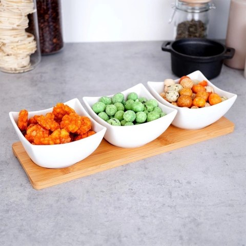 EXCELLENT HOUSEWARE Miseczki na Przekąski Dipy Porcelanowe Białe ORION 30 cm 4 el.