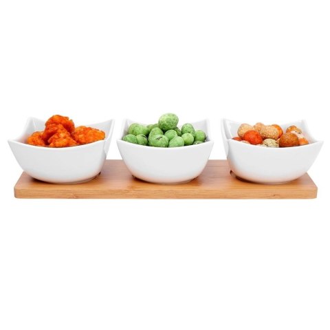 EXCELLENT HOUSEWARE Miseczki na Przekąski Dipy Porcelanowe Białe ORION 30 cm 4 el.