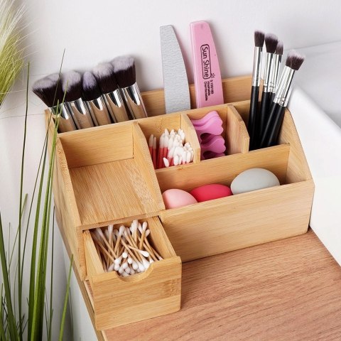 Eleganza Organizer na Kosmetyki do Makijażu Bambusowy ELEGANZA 24 x 15 x 11 cm