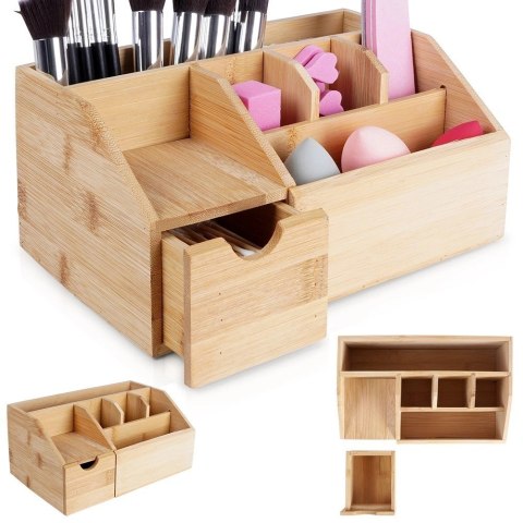 Eleganza Organizer na Kosmetyki do Makijażu Bambusowy ELEGANZA 24 x 15 x 11 cm