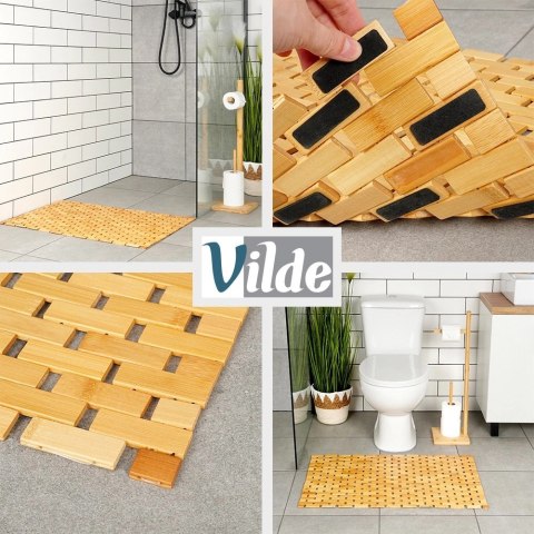 Vilde Mata antypoślizgowa łazienkowa bambusowa 80x50 cm