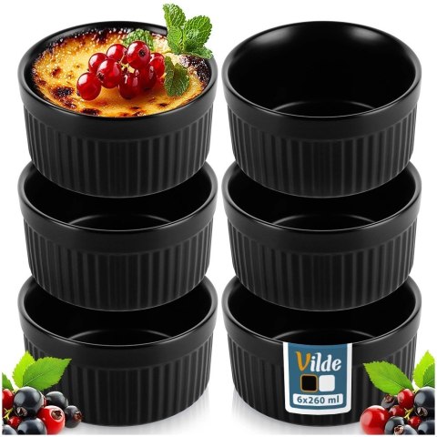 Vilde Miseczki do Zapiekania Pieczenia Ceramiczne Czarne VILDE 260 ml 6 szt.