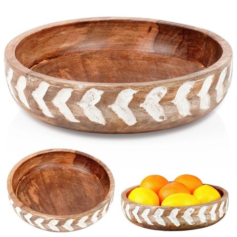 Vilde Miska Stołowa Drewniana do Podawania Serwowania na Owoce ORION 24 cm, 1,3 l