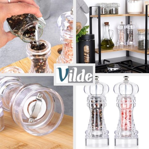Vilde Młynek do pieprzu i soli akrylowy 16 cm 2 szt.