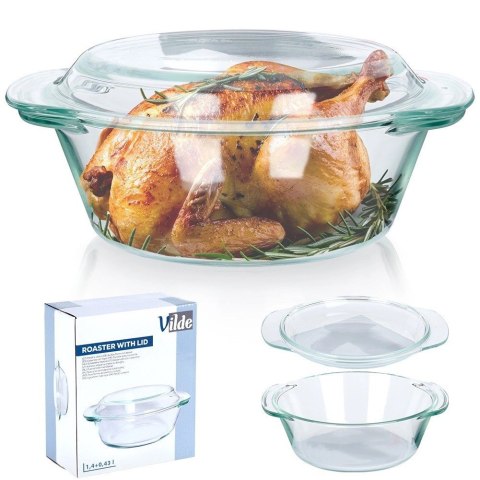 Vilde Naczynie Żaroodporne z Pokrywką do Pieczenia Szklane Małe VILDE 1,4l+430ml