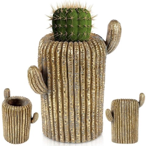 Vilde Osłonka na Doniczkę Ogrodowa Dekoracyjna Złota Kaktus VILDE 34,5 cm