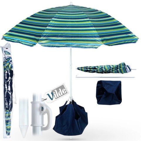 Vilde Parasol Plażowy z Podstawą Stojakiem Regulowany VILDE 147 cm