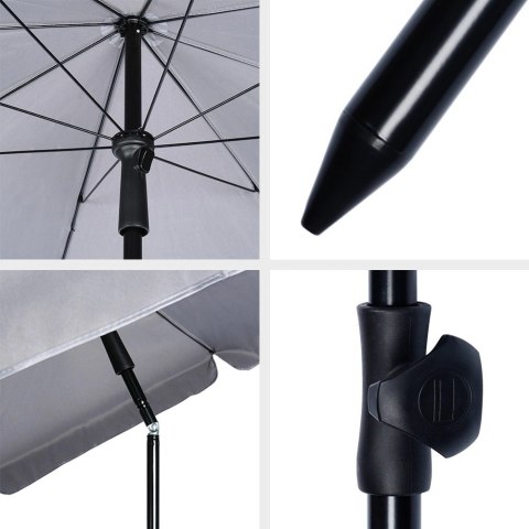 Vilde Parasol na Ogród Plażę Ogrodowy Plażowy Szary Regulowany Łamany ORION 185cm