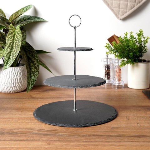 EXCELLENT HOUSEWARE Patera Kamienna Czarna 3-piętrowa EXCELLENT HOUSEWARE 31 cm