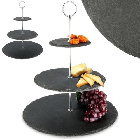 EXCELLENT HOUSEWARE Patera Kamienna Czarna 3-piętrowa EXCELLENT HOUSEWARE 31 cm