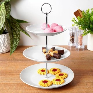 EXCELLENT HOUSEWARE Patera Porcelanowa Biała 3-piętrowa 35 cm