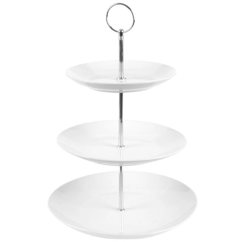 EXCELLENT HOUSEWARE Patera Porcelanowa Biała 3-piętrowa 35 cm
