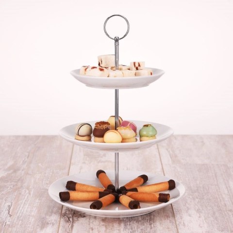 EXCELLENT HOUSEWARE Patera Porcelanowa Biała 3-piętrowa 35 cm