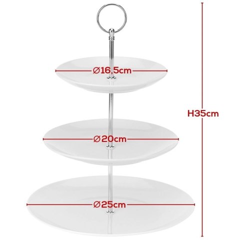 EXCELLENT HOUSEWARE Patera Porcelanowa Biała 3-piętrowa 35 cm
