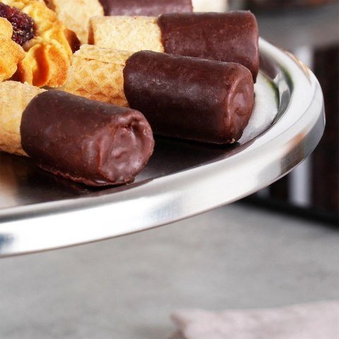 EXCELLENT HOUSEWARE Patera na Tort Ciasto Stalowa na Nóżce Ozdobna ORION 33 cm