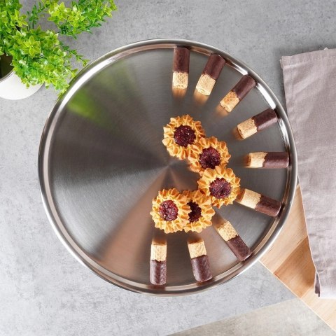 EXCELLENT HOUSEWARE Patera na Tort Ciasto Stalowa na Nóżce Ozdobna ORION 33 cm