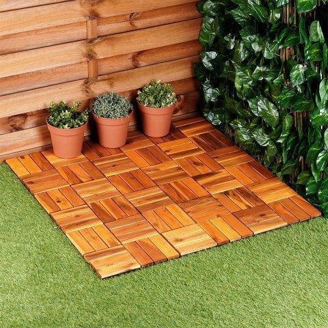 PROGARDEN Płytki Tarasowe Drewniane Akacja Wodoodporne PROGARDEN 30 x 30 cm 9 szt.