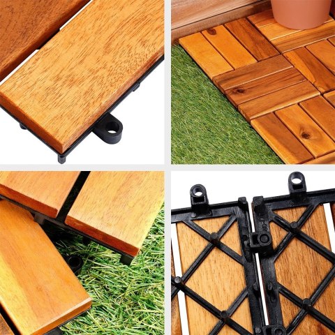 PROGARDEN Płytki Tarasowe Drewniane Akacja Wodoodporne PROGARDEN 30 x 30 cm 9 szt.