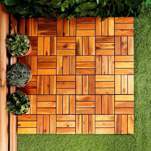 PROGARDEN Płytki Tarasowe Drewniane Akacja Wodoodporne PROGARDEN 30 x 30 cm 9 szt.