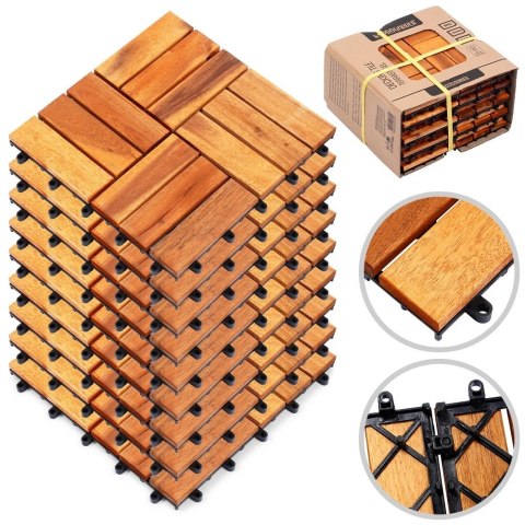 PROGARDEN Płytki Tarasowe Drewniane Akacja Wodoodporne PROGARDEN 30 x 30 cm 9 szt.