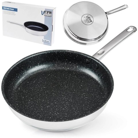 Vilde Patelnia Indukcja Gaz Stalowa Granitowa Nieprzywierająca Solidna VILDE 28cm