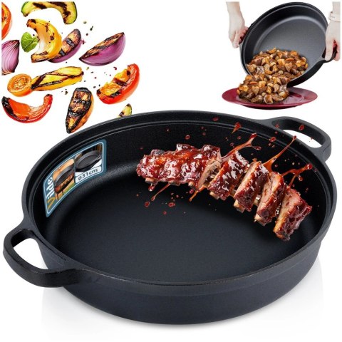 Vilde Patelnia Żeliwna Głęboka Gaz Indukcja Grill Solidna Trwała ORION 30 cm