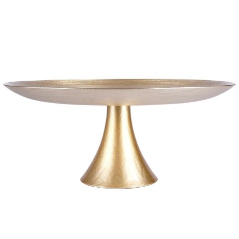 Vilde Patera Ozdobna Dekoracyjna na Tort Szklana Złota na Nóżce VILDE 28 cm