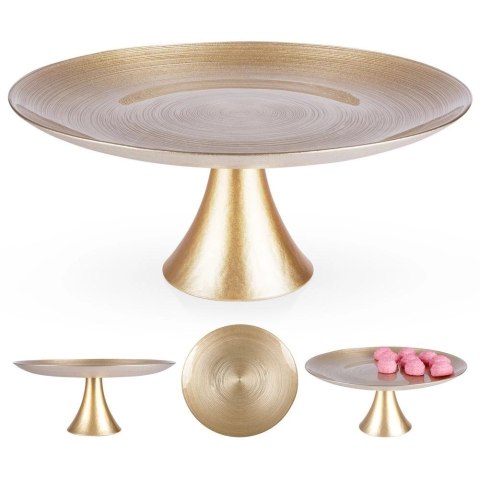 Vilde Patera Ozdobna Dekoracyjna na Tort Szklana Złota na Nóżce VILDE 28 cm