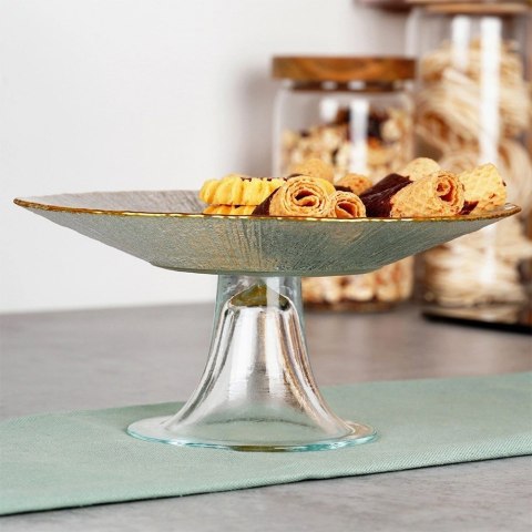 Vilde Patera na Nóżce Szklana Dekoracyjna na Tort Ciasta Ciasteczka ORION 21 cm