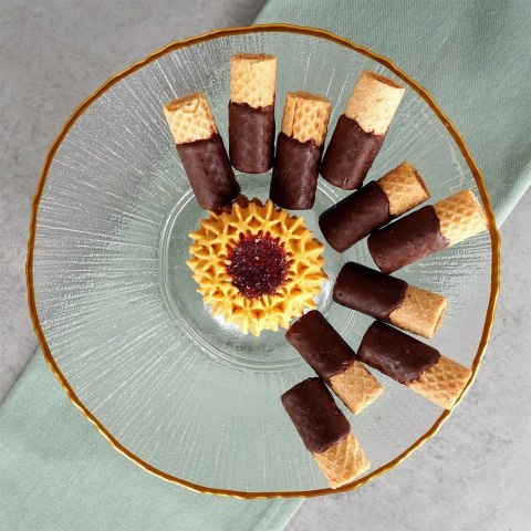 Vilde Patera na Nóżce Szklana Dekoracyjna na Tort Ciasta Ciasteczka ORION 21 cm