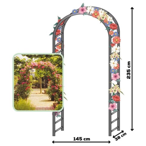 Vilde Pergola Ogrodowa Dekoracyjna Łuk Drabinka Metalowa Solidna VILDE 145x235 cm