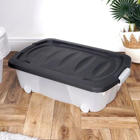 Vilde Pojemnik Organizer z Pokrywką pod Łóżko na Kółkach Niski VILDE 24 l