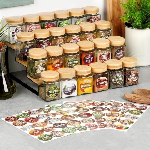 Vilde Pojemnik na przyprawy szklany 100 ml 24 szt. + 90 naklejek