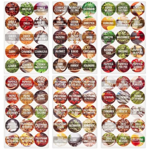 Vilde Pojemnik na przyprawy szklany 100 ml 24 szt. + 90 naklejek