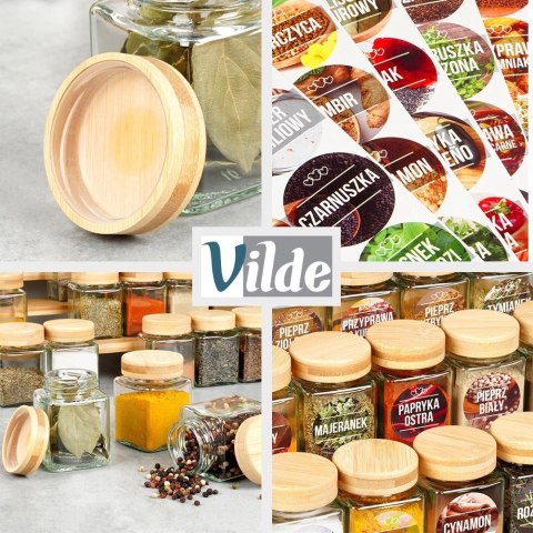 Vilde Pojemnik na przyprawy szklany 100 ml 24 szt. + 90 naklejek