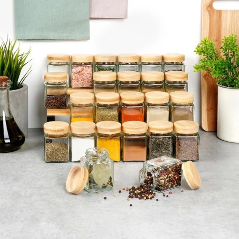 Vilde Pojemnik na przyprawy szklany 100 ml 24 szt. + 90 naklejek