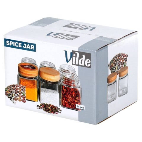 Vilde Pojemnik na przyprawy szklany 100 ml 24 szt. + 90 naklejek