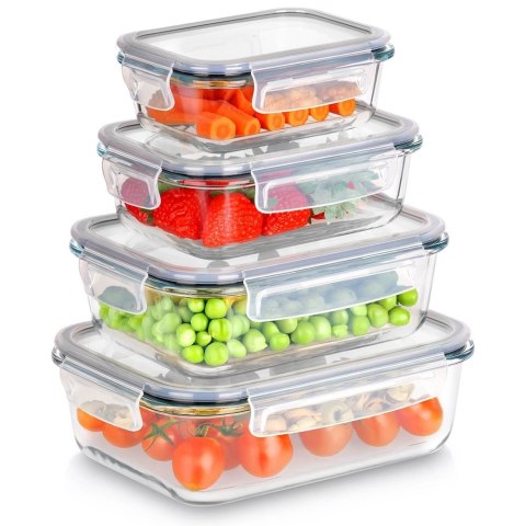 Vilde Pojemniki na żywność szklane z pokrywką i uszczelką 4 szt.
