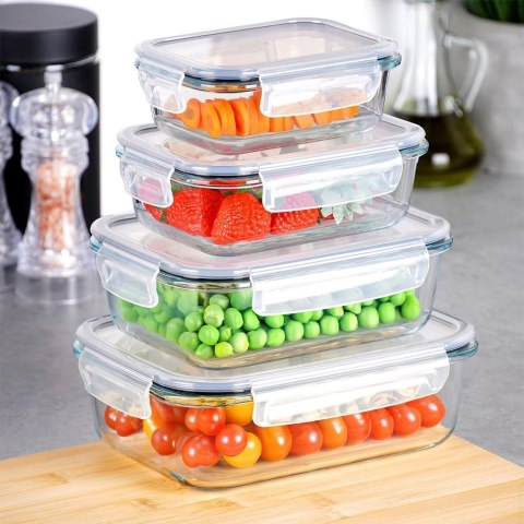 Vilde Pojemniki na żywność szklane z pokrywką i uszczelką 4 szt.