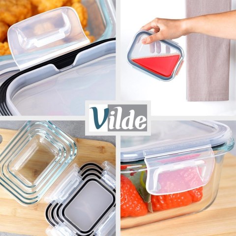 Vilde Pojemniki na żywność szklane z pokrywką i uszczelką 4 szt.