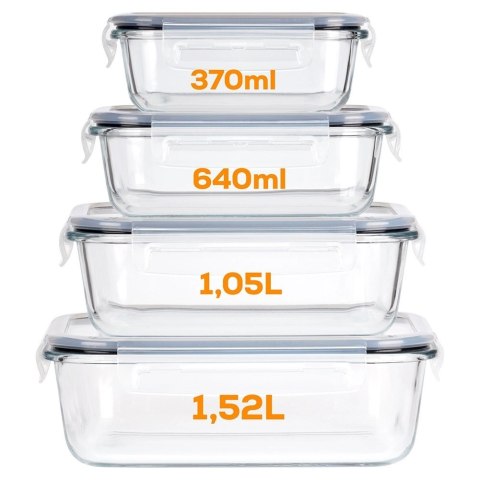Vilde Pojemniki na żywność szklane z pokrywką i uszczelką 4 szt.