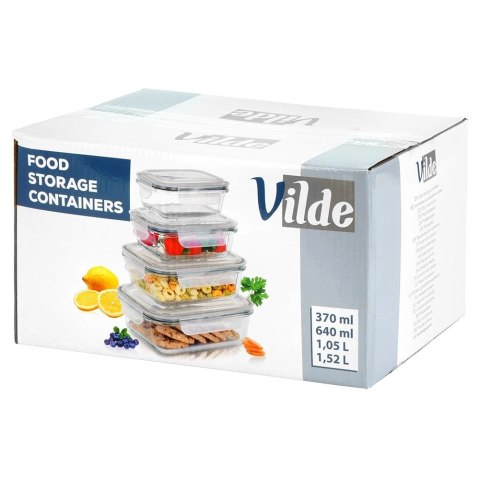 Vilde Pojemniki na żywność szklane z pokrywką i uszczelką 4 szt.