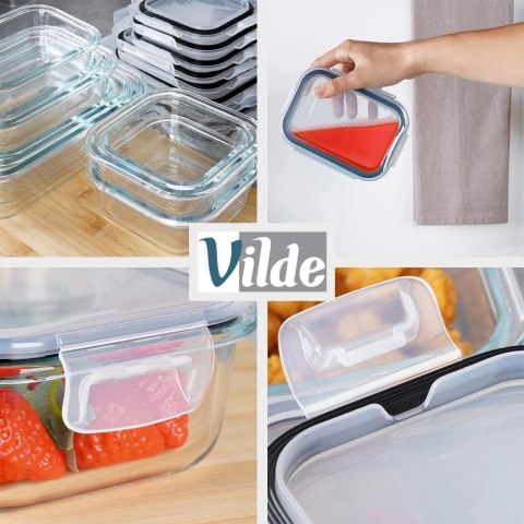 Vilde Pojemniki na żywność szklane z pokrywką i uszczelką 9 szt.