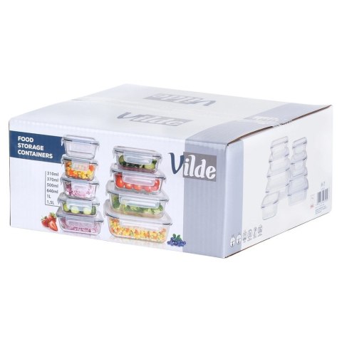 Vilde Pojemniki na żywność szklane z pokrywką i uszczelką 9 szt.