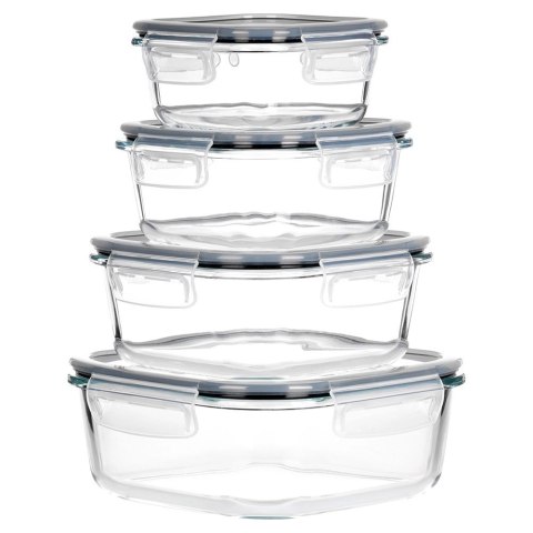 Vilde Pojemniki na żywność szklane z pokrywką i uszczelką kwadratowe 4 szt.