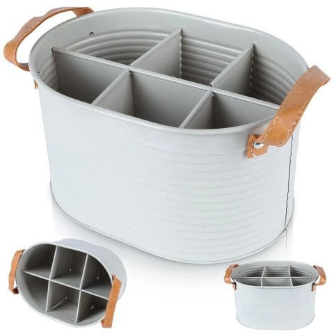 Home Styling Collection Skrzynka Organizer Stojak na Butelki Metalowa Szara HOME STYLING 25,5x18cm