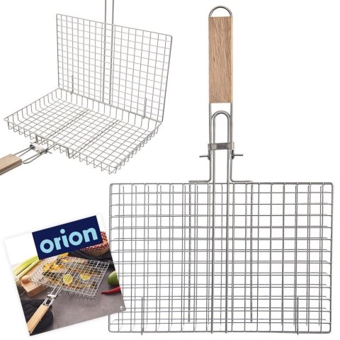 Orion Ruszt Kosz do Grillowania Grilla z Uchwytem Zamykany Metalowy ORION 32x49 cm
