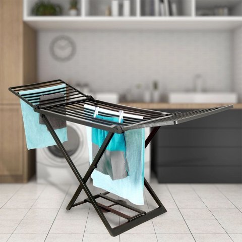 PROGARDEN Suszarka XXL na Pranie Ubrania Czarna Rozkładana Solidna PROGARDEN 208 cm