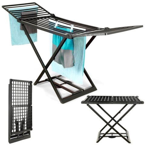 PROGARDEN Suszarka XXL na Pranie Ubrania Czarna Rozkładana Solidna PROGARDEN 208 cm
